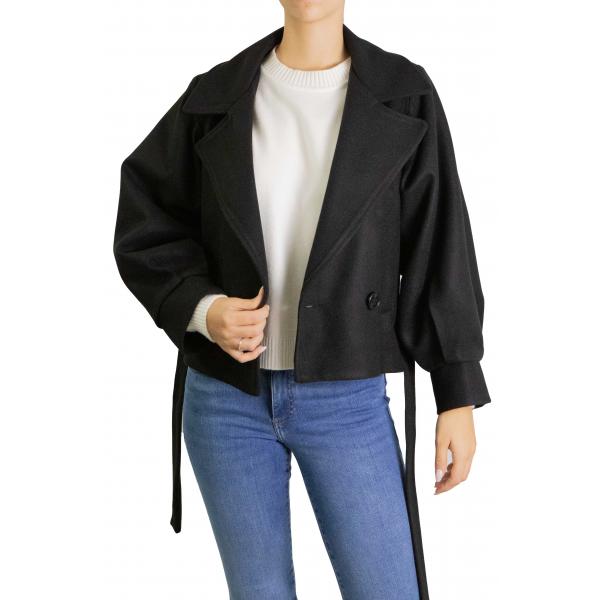 Cappottino corto con cinta e bottoni tinta unita Options